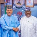 (R–L) The Honourable Minister of Information and National Orientation, Mohammed Idris, fnipr, and the Director-General of the Bureau of Public Service Reforms (BPSR), Dr. Dasuki Ibrahim Arabi, during a courtesy visit by the Director-General to the Honourable Minister on February 25, 2026, in Abuja. Photo: Khalid Ahmed